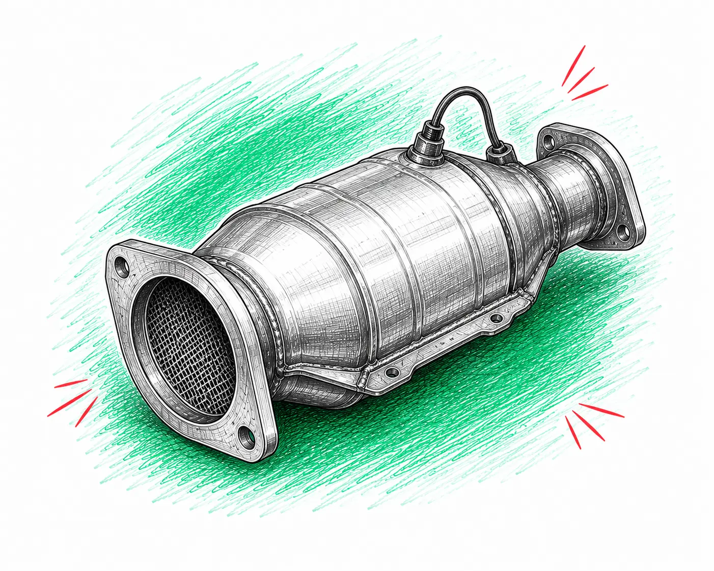 Illustration technique d’un catalyseur automobile