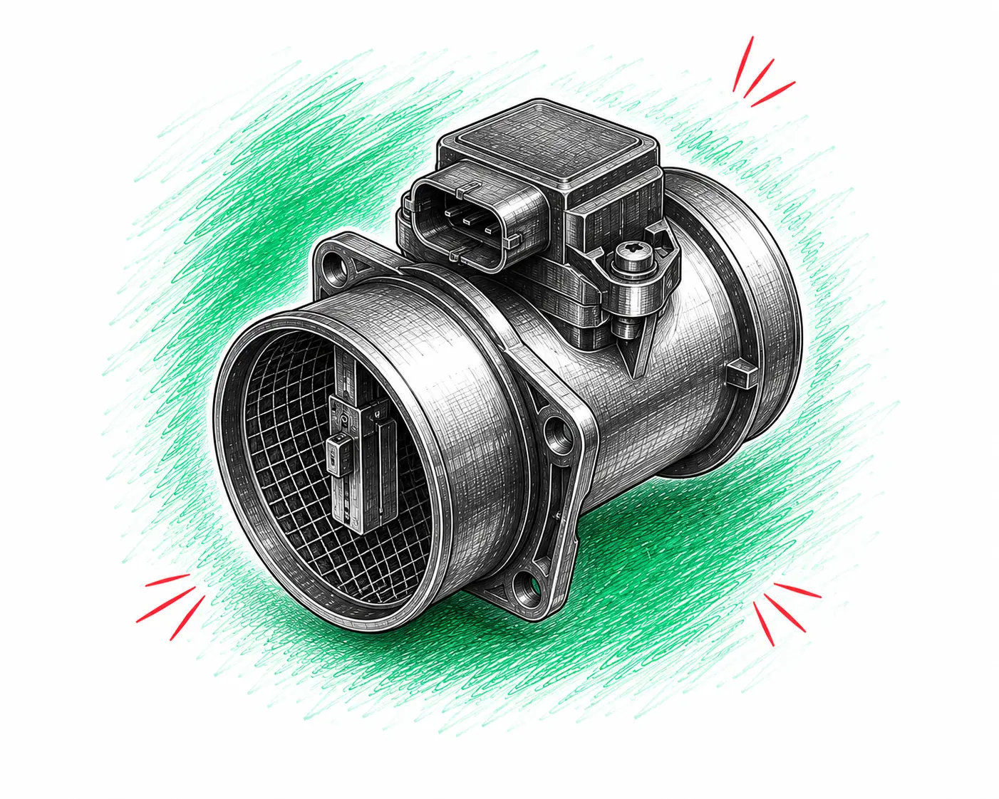 Illustration technique d’un débitmètre d’air automobile