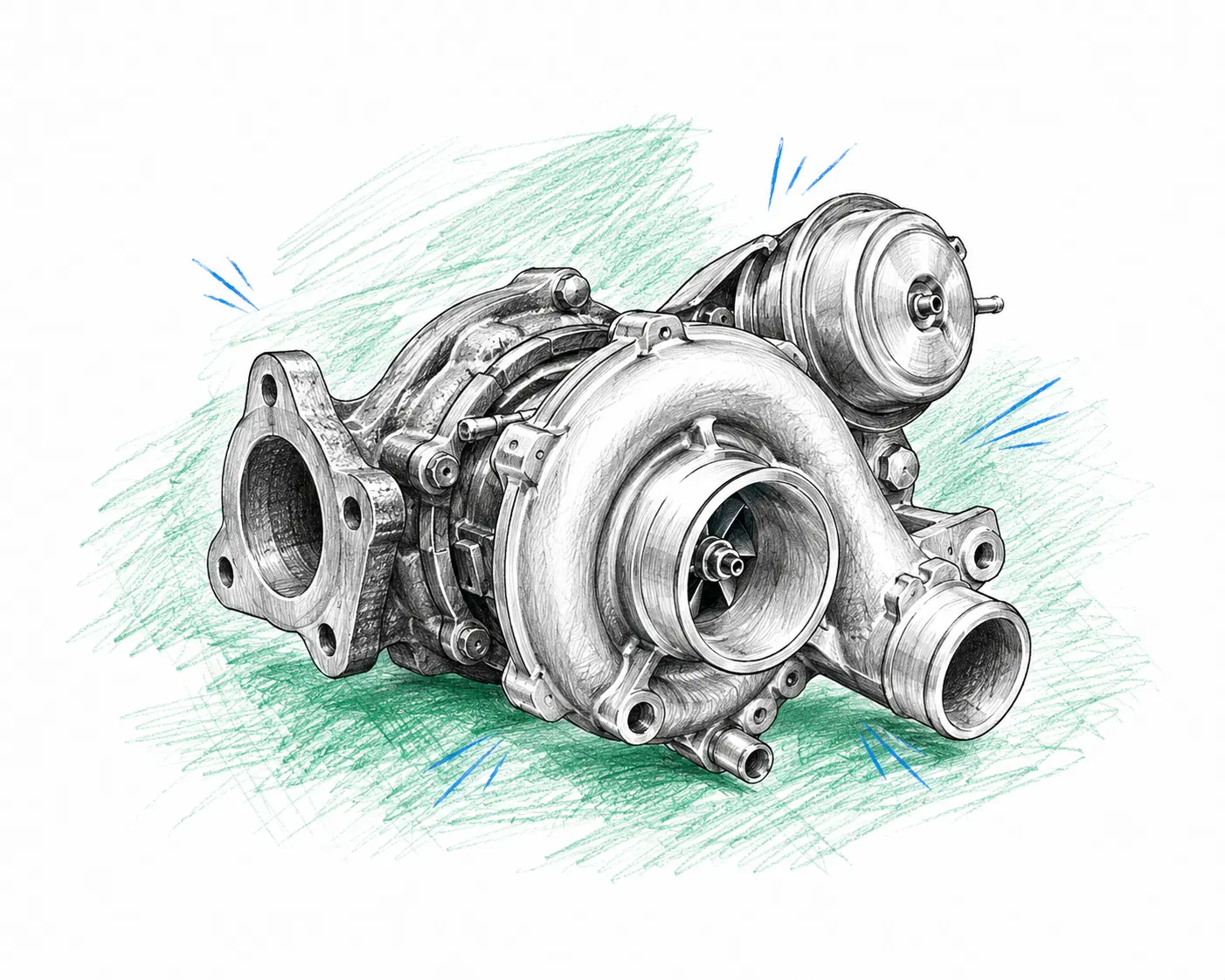 Illustration technique d’un turbo 1.6 HDI 110