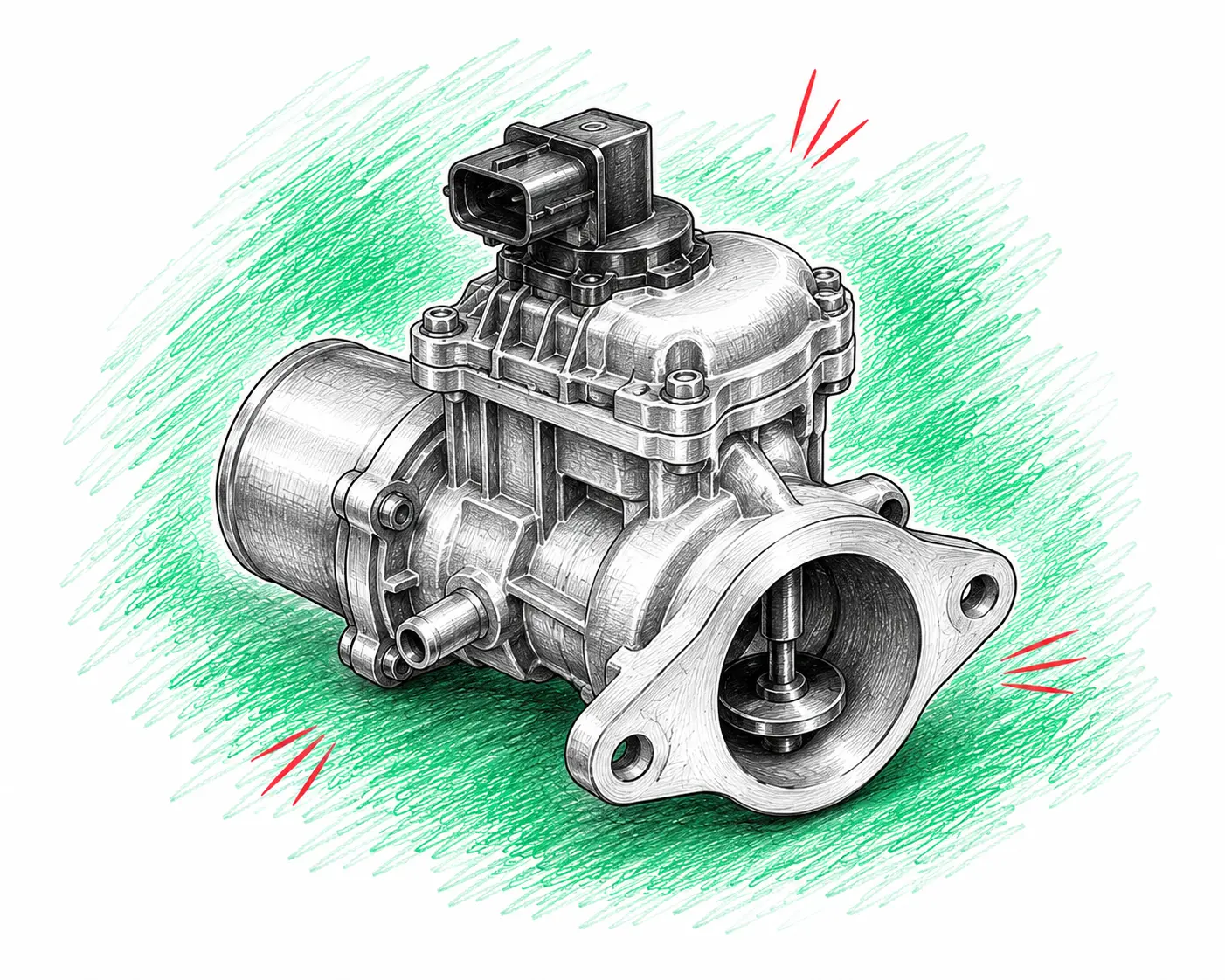 Illustration technique d’une vanne EGR automobile