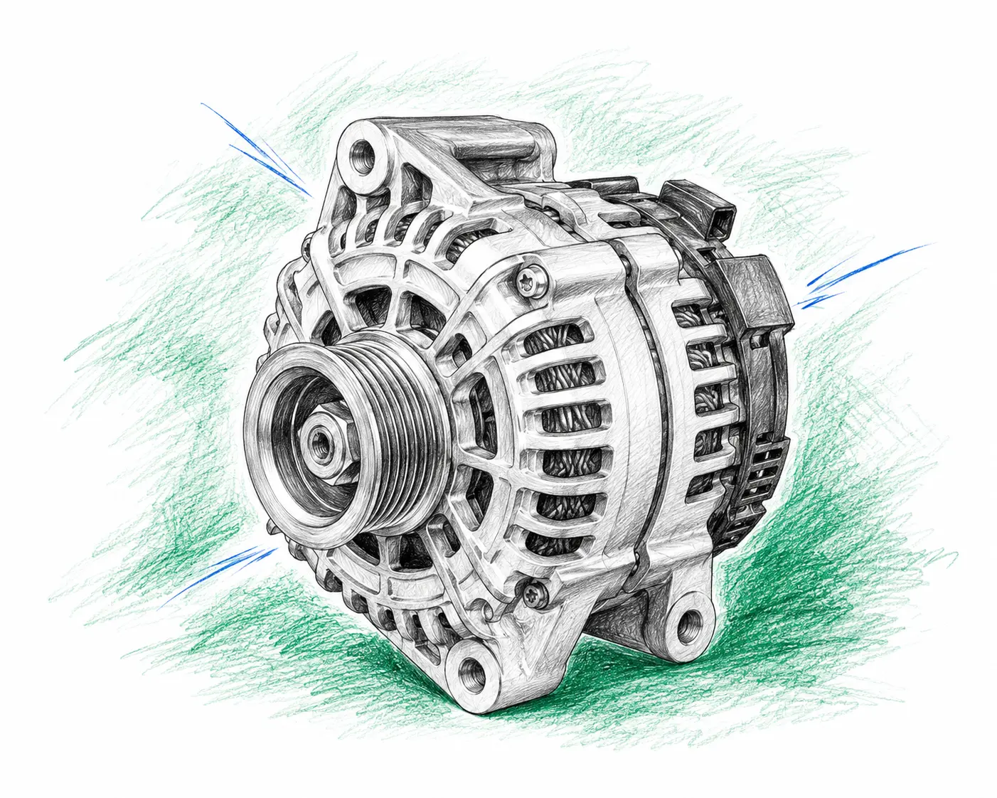 Illustration technique d’un alternateur Audi A3 2.0 TDI