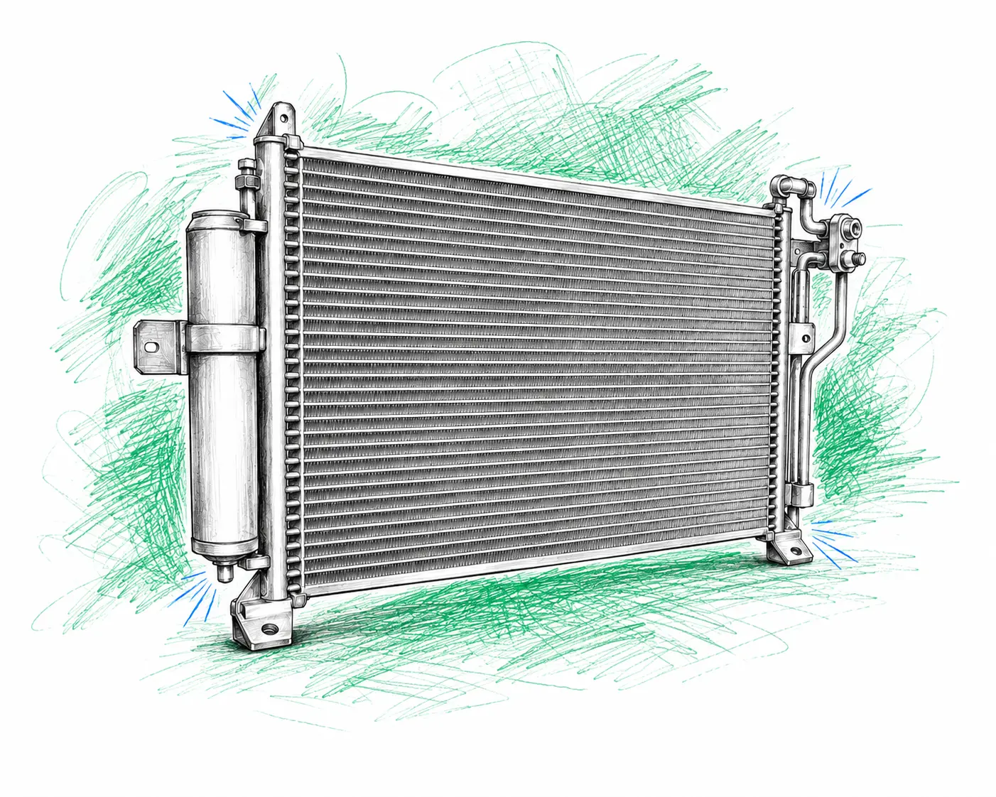Illustration technique d’un condenseur de climatisation Seat Leon 1.6 TDI