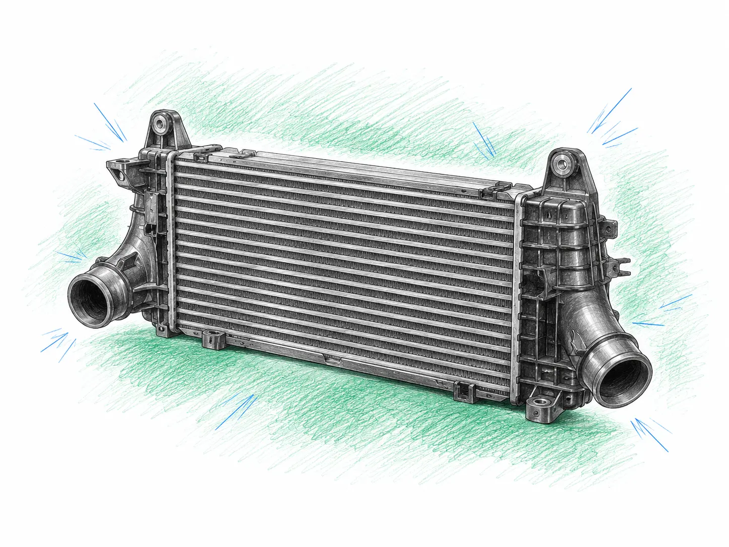 Illustration technique d’un échangeur air-air Ford Focus III 1.6 TDCi