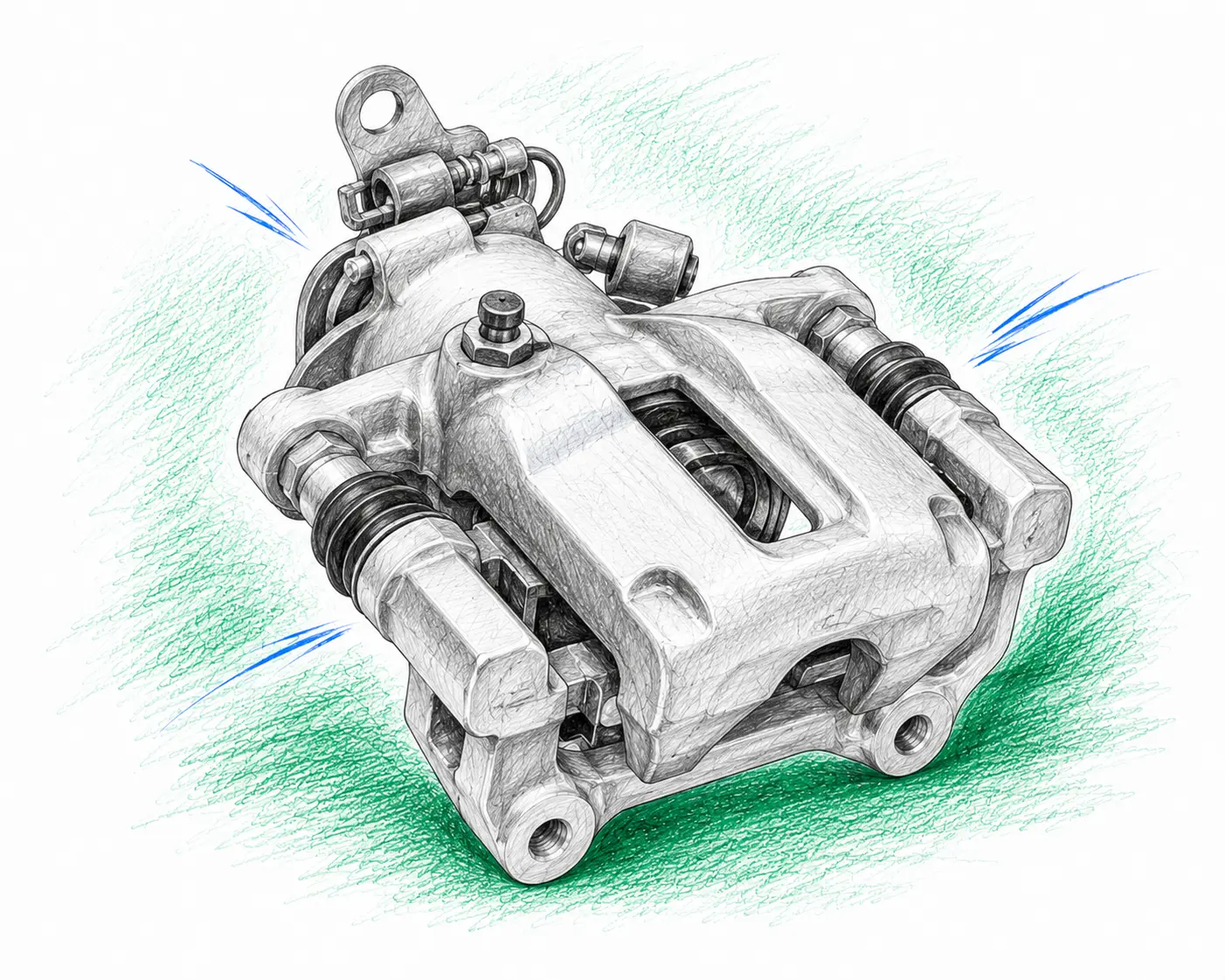 Illustration technique d’un étrier de frein arrière Audi A3 2.0 TDI