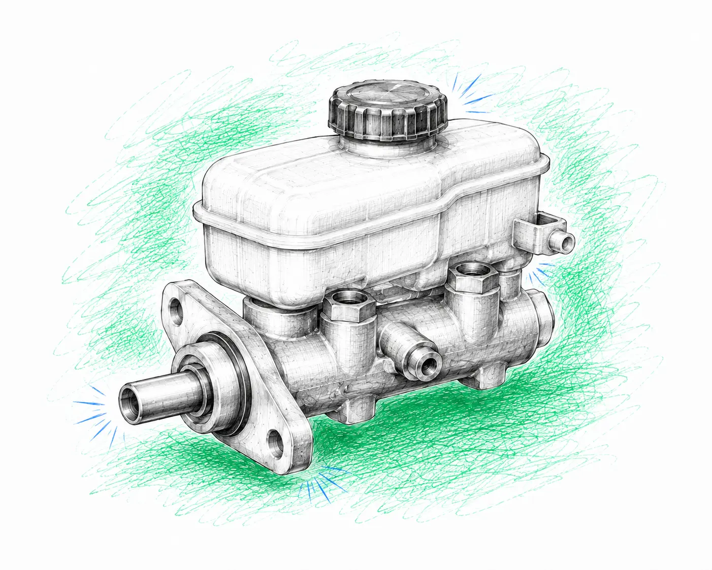 Illustration technique d’un maître-cylindre de frein Mazda 3 1.6 essence
