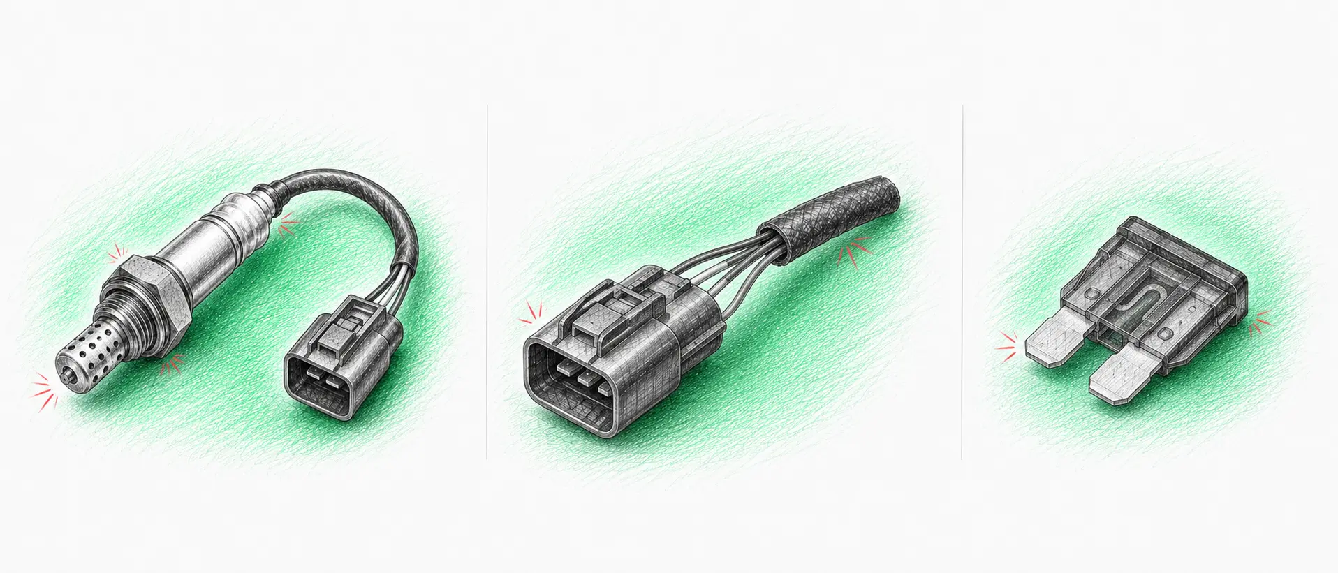 Illustrations techniques des pièces à contrôler pour le code défaut P0141