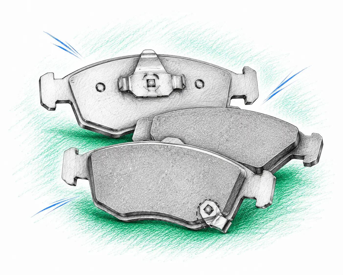 Illustration technique de plaquettes de frein avant Fiat 500 1.2 essence