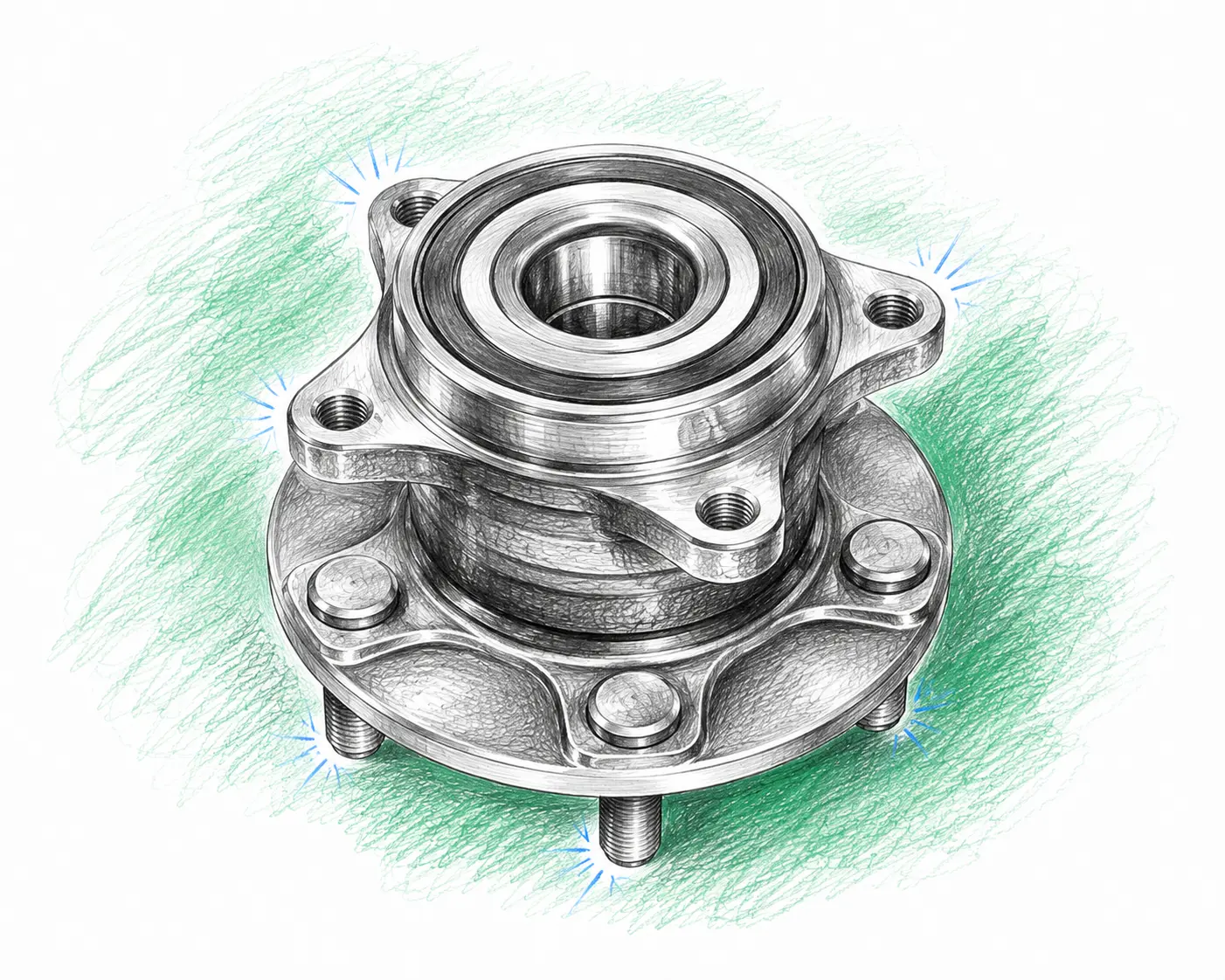 Illustration technique d’un roulement de roue Peugeot 2008 1.2 PureTech