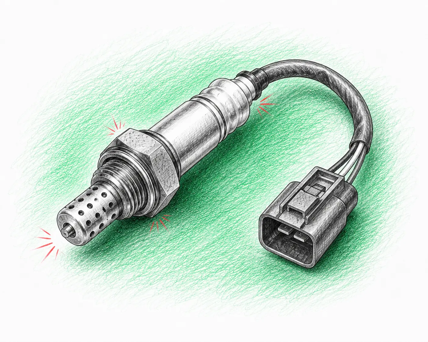 Illustration technique d’une sonde lambda aval concernée par le code défaut P0141