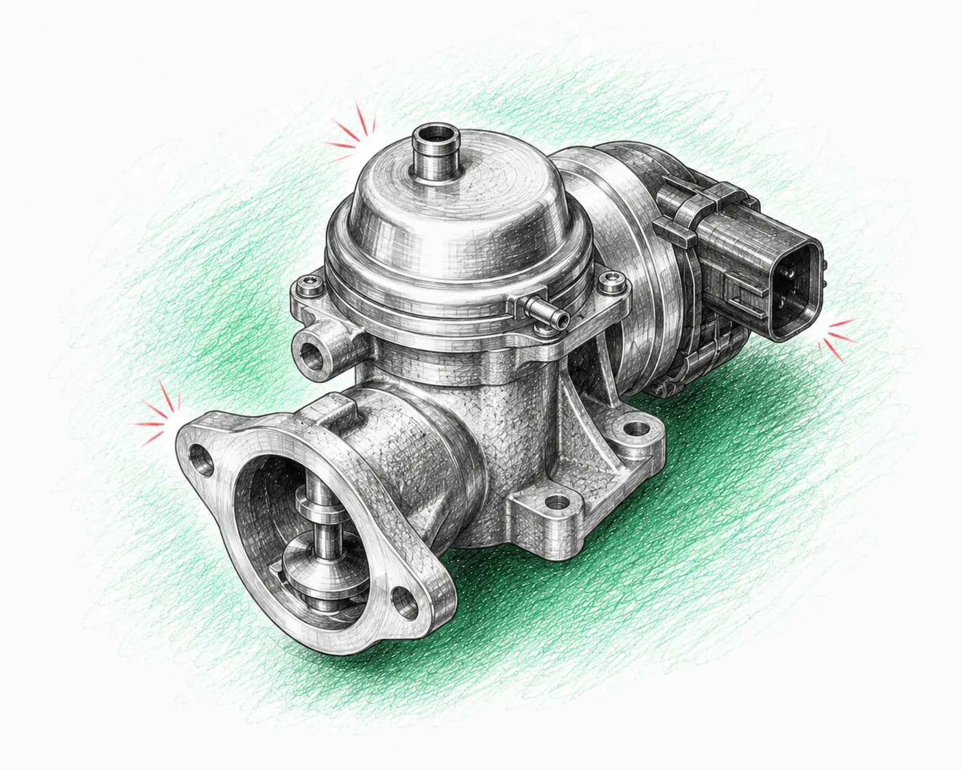 Illustration technique d’une vanne EGR concernée par le code défaut P0402