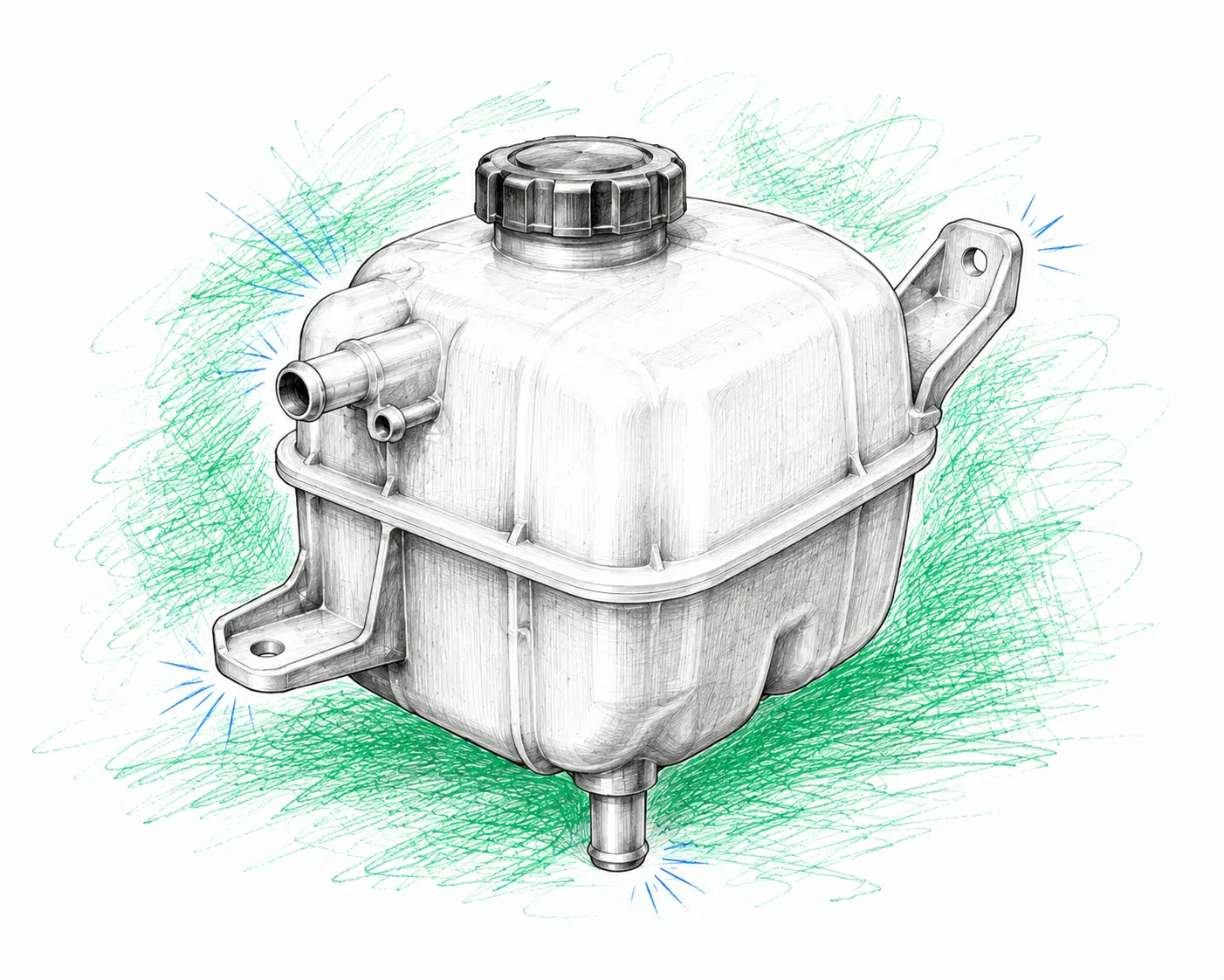 Illustration technique d’un vase d’expansion Kia Picanto 1.0 essence