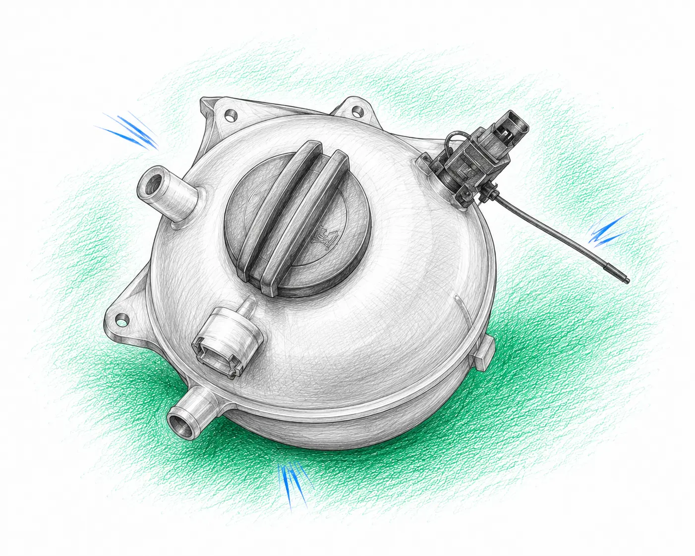 Illustration technique d’un vase d’expansion Seat Leon 1.6 TDI
