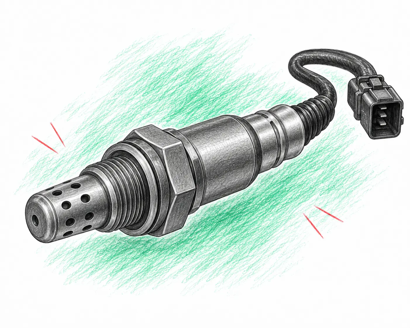 Illustration technique d’une sonde lambda concernée par le code défaut P0130
